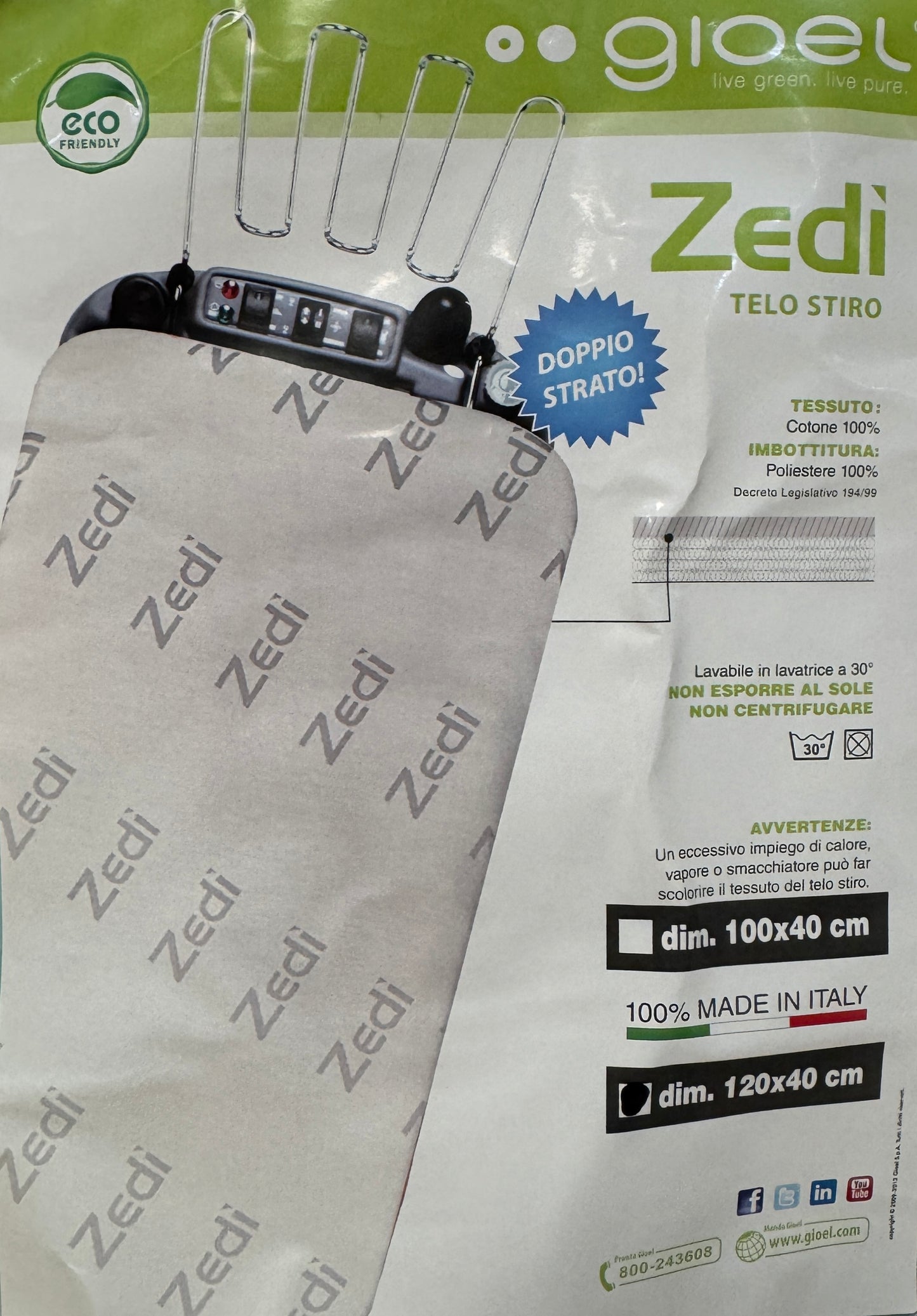 Bügelbrettbezug für Bügelflächen bis max. 120 x 40 cm, made in Italien