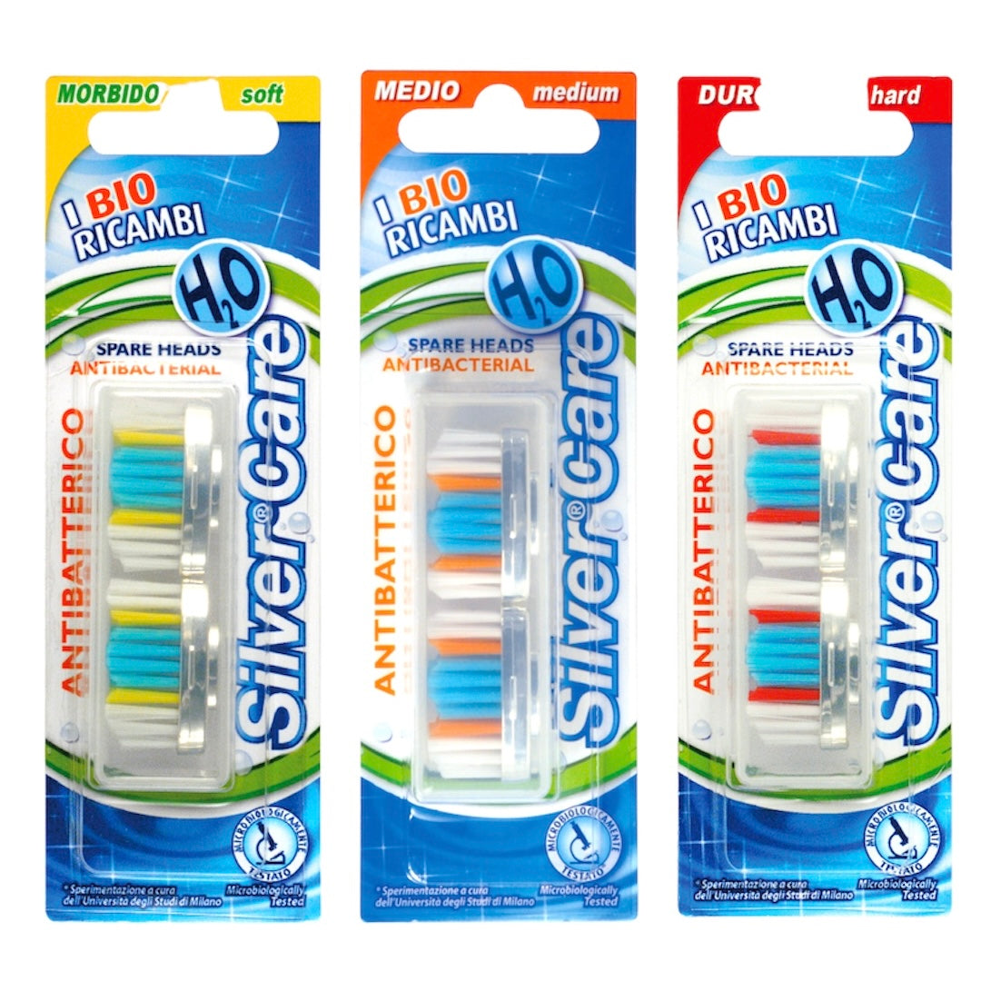 Ersatzkopf, antibakteriell, für Zahnbürste "Silvercare H2O", 2 Stück in einem Blister.