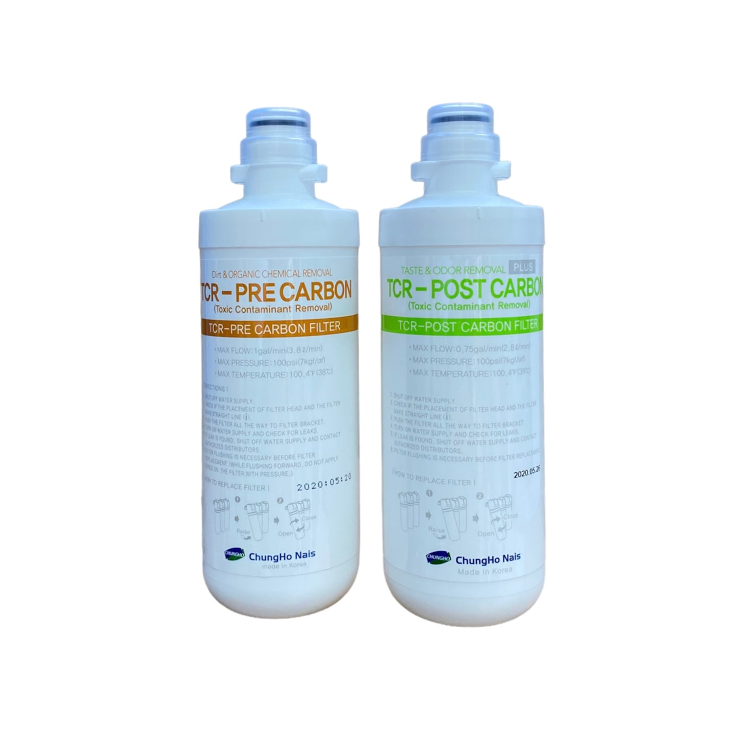TCR-Filtersatz für Osmose Wasserfilter ChungHo Iguassu CHP-5351DL, CHP-5361DL, My Caffe Edge, My Soda Edge, Sparkling bis Bj. 2021